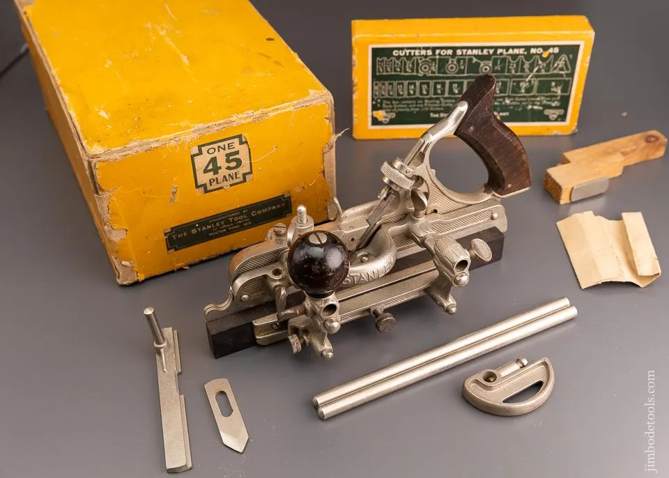 100% Complete STANLEY No. 45 Combination Plow Plane Near Mint in Box SWEETHEART - 96550