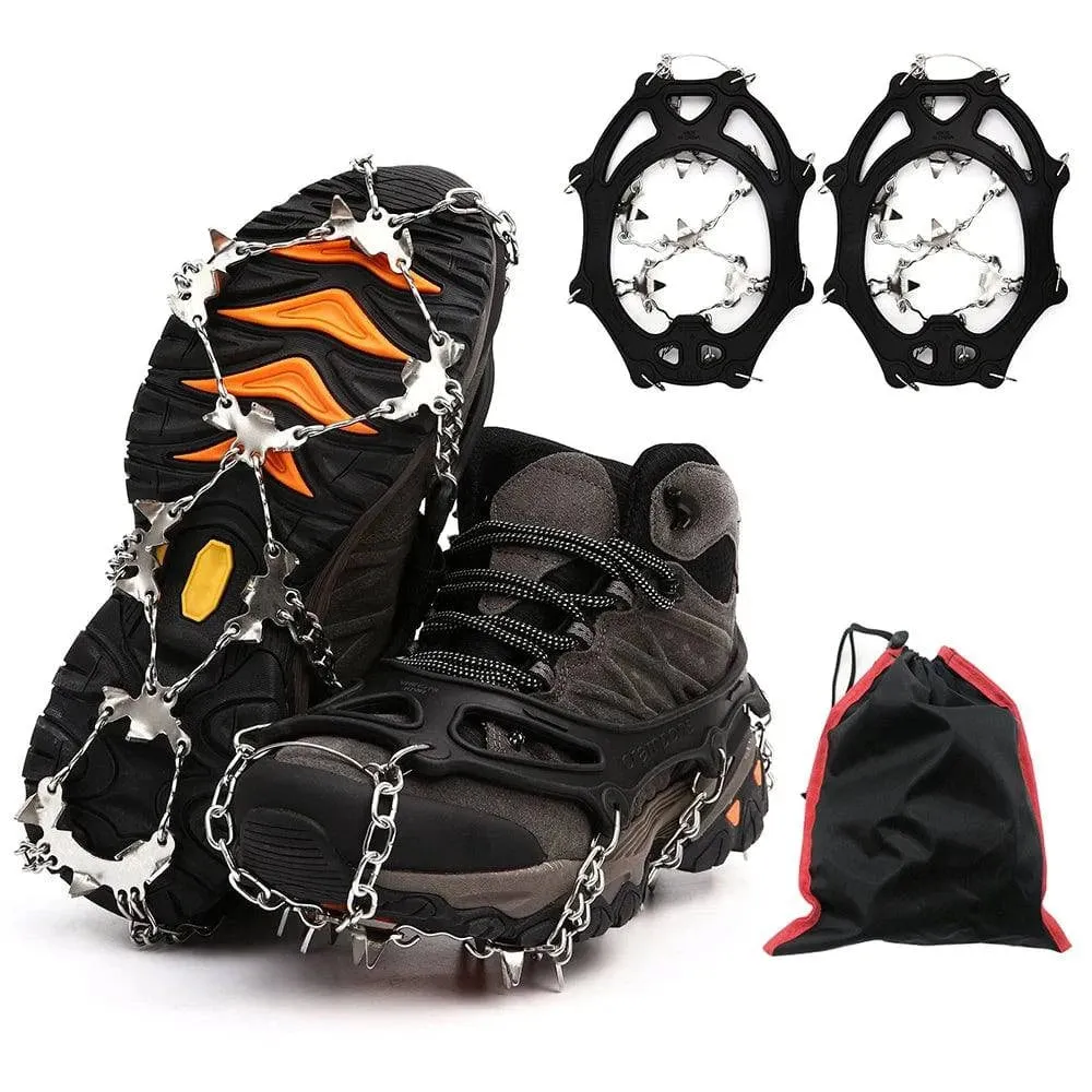 26-Tooth Crampons Upgraded 201 Stainless Steel Ice Claw Outdoor Ice and Snow Climbing Anti-slip Shoe Grips Snow Claw