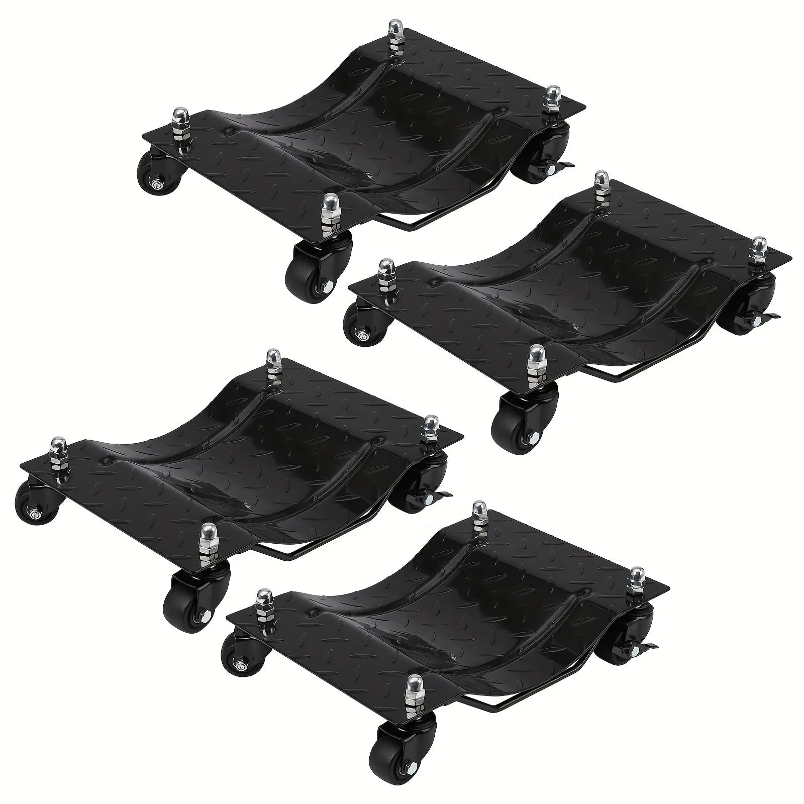 4 Pcs 6000 Lbs Capacity Car Dolly, Heavy Duty Tire Wheel Skate, 360° Rotational Wheels for Cars, Trucks, Trailers, Motorcycles