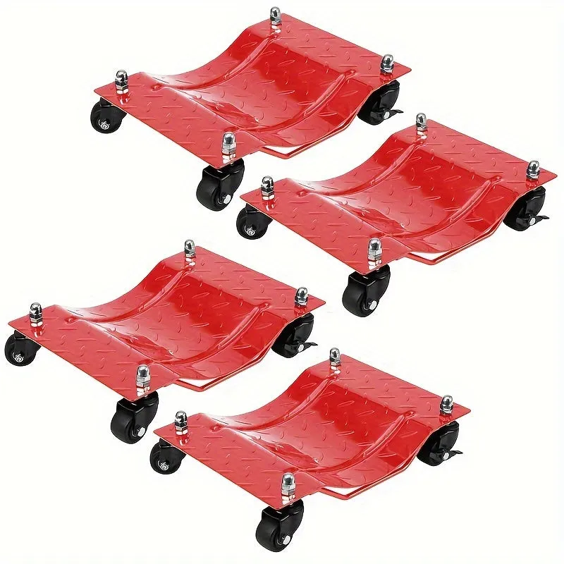 4 Pcs 6000 Lbs Capacity Car Dolly, Heavy Duty Tire Wheel Skate, 360° Rotational Wheels for Cars, Trucks, Trailers, Motorcycles