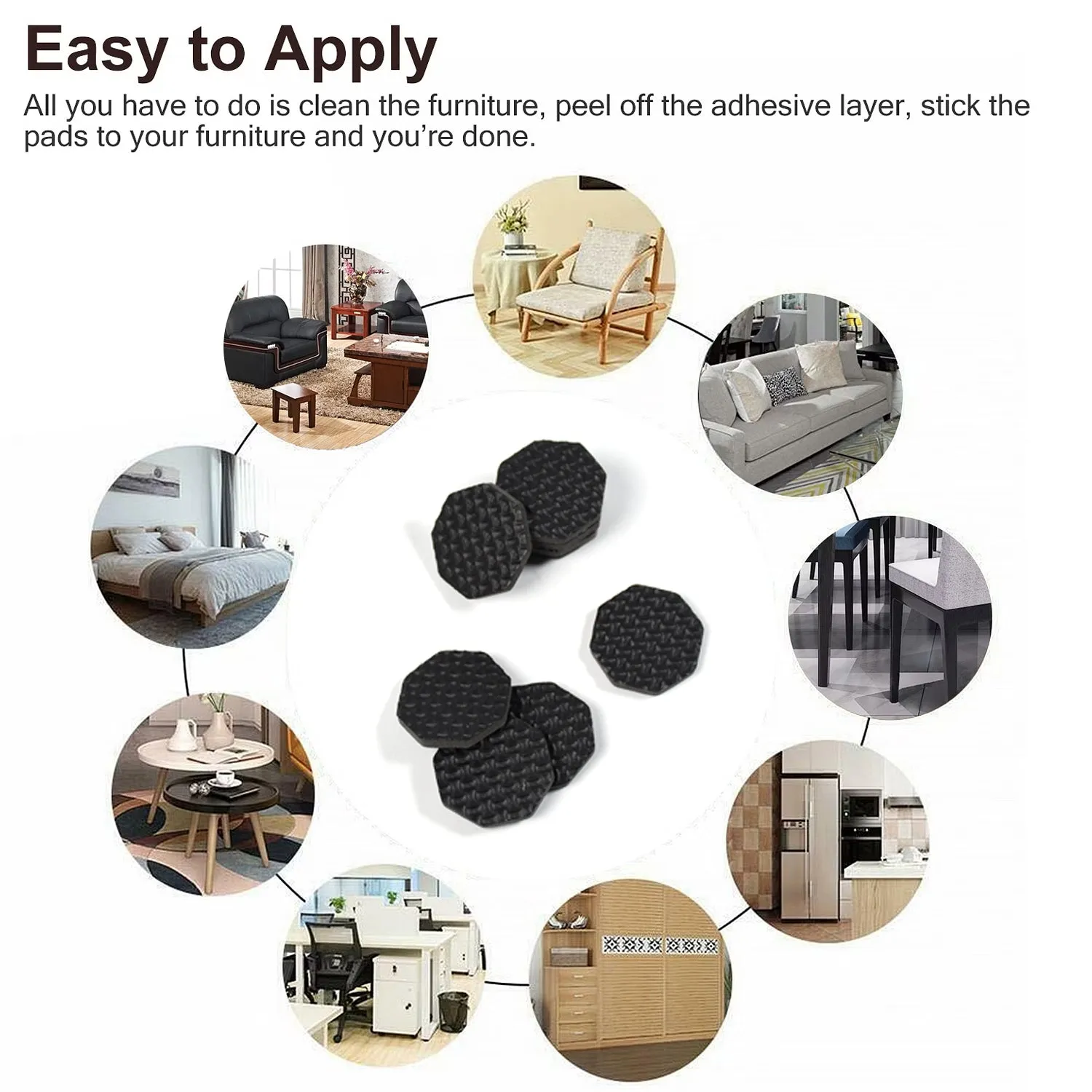 9131 Self Adhesive Square Felt Pads Non Skid Floor Protector Furniture Sofa Furniture Chair Balance Pad Noise Insulation Pad (Pack of 9).