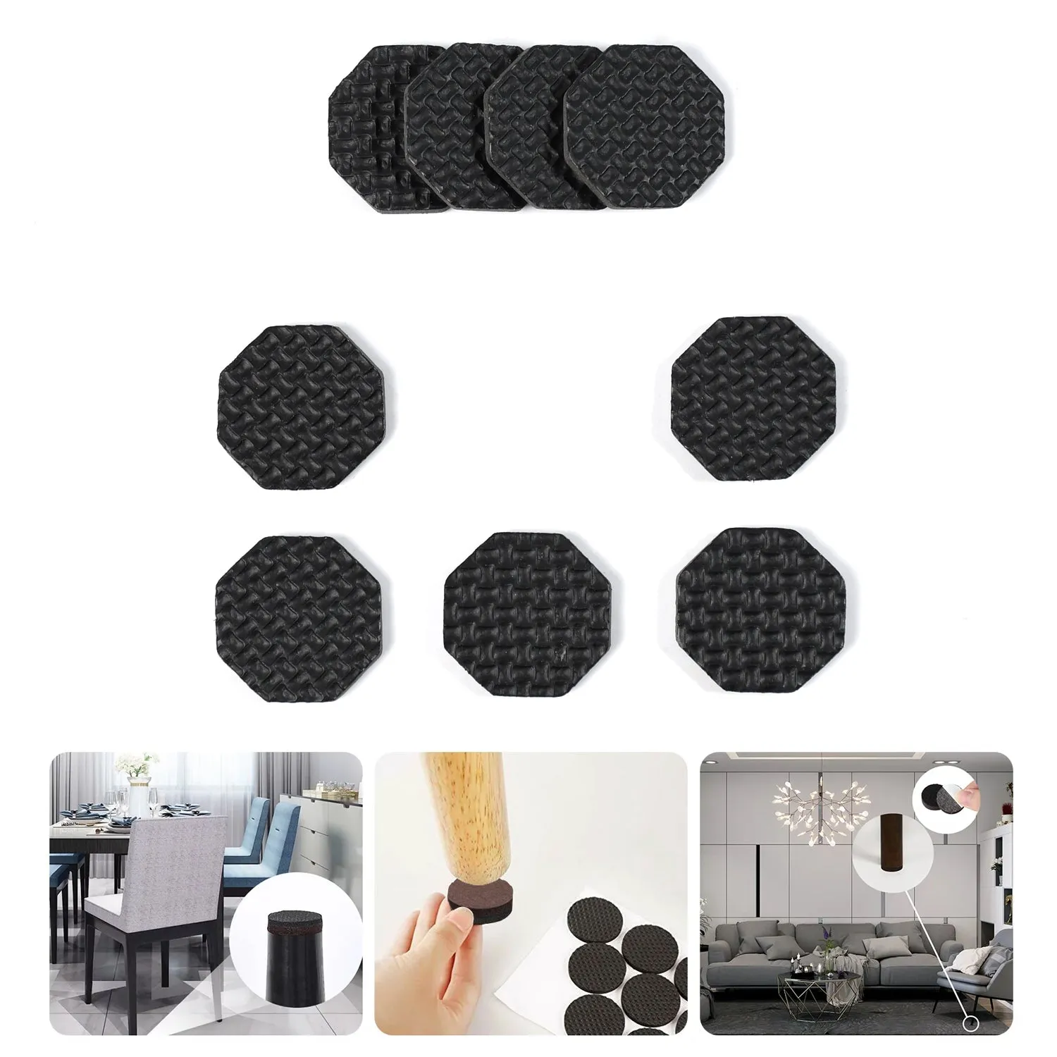 9131 Self Adhesive Square Felt Pads Non Skid Floor Protector Furniture Sofa Furniture Chair Balance Pad Noise Insulation Pad (Pack of 9).