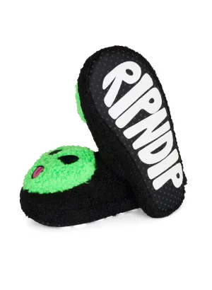 Alien Lord Plush Face Indoor Slippers - Black