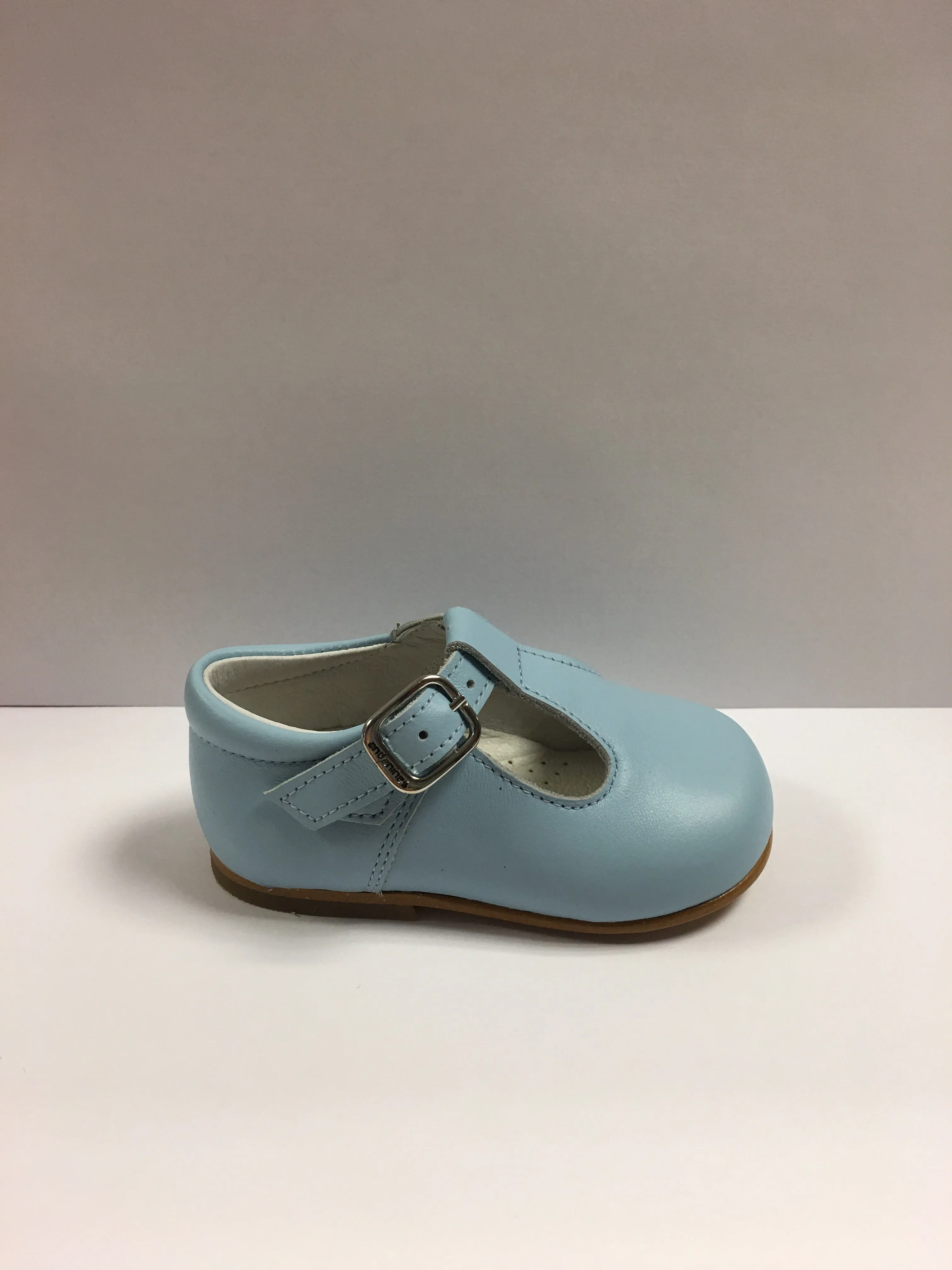 Andanines Boys Baby Blue Leather T-Bar Shoes