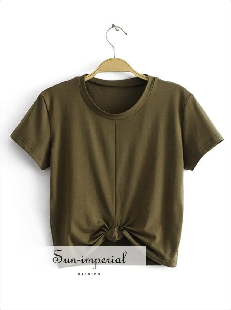 Army Green  Tie Dye Twist front Tee