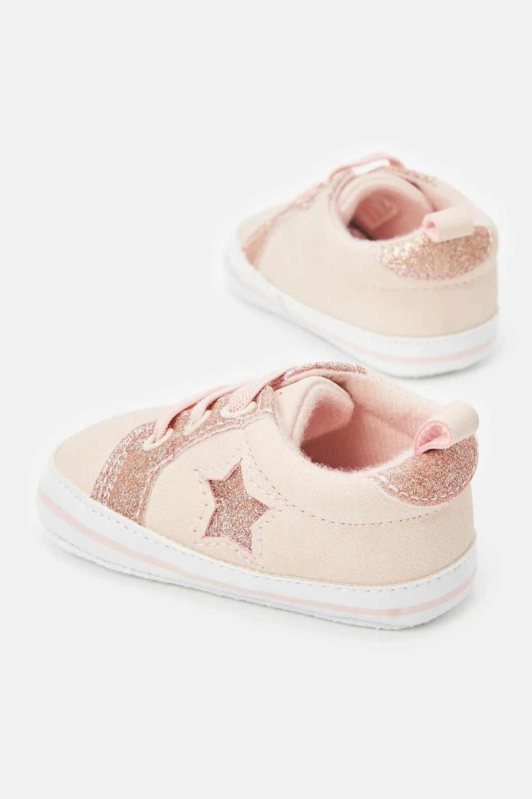 Baby Pink Star Pram Shoes