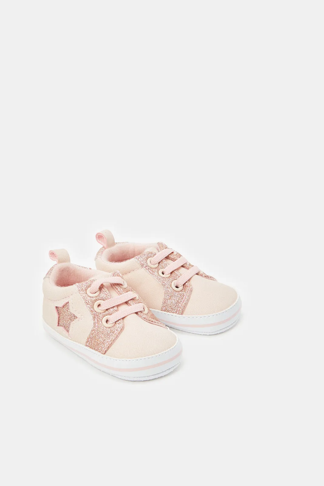 Baby Pink Star Pram Shoes