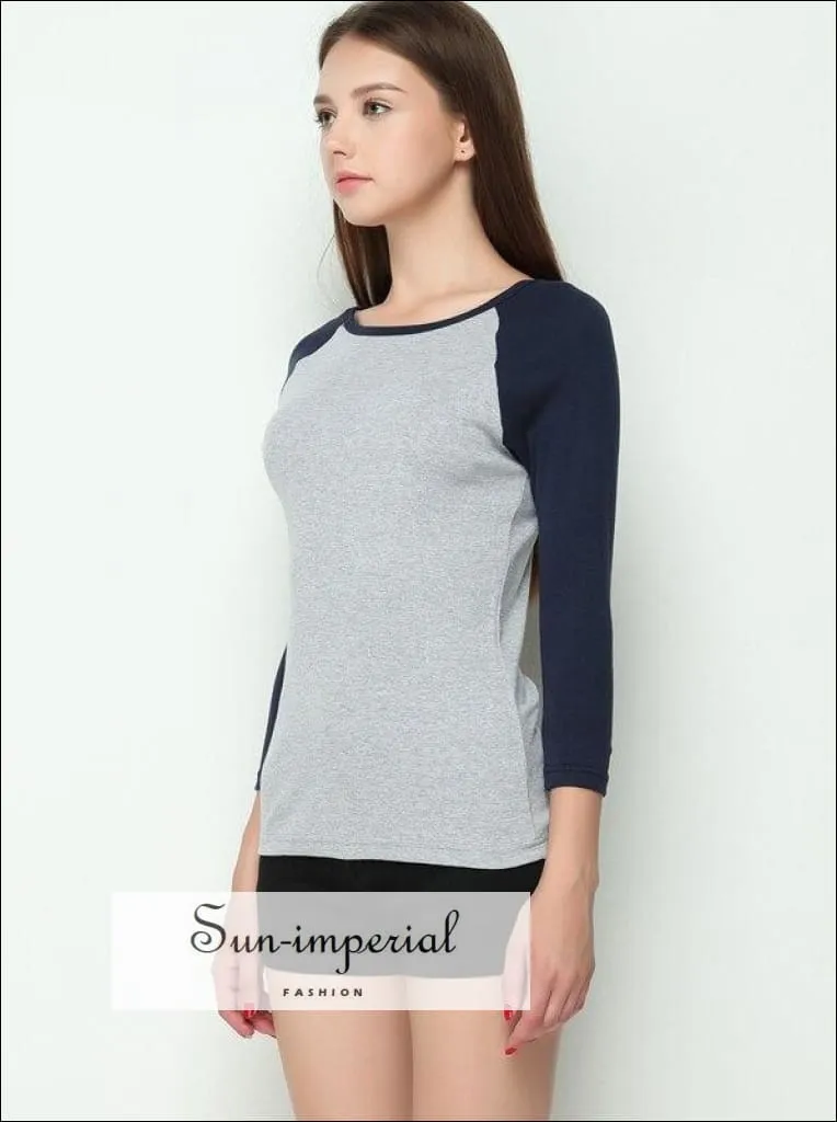 Basic Apparel Women's Long Sleeve T -shirt Color Block Tee Contrast Sleeve Color