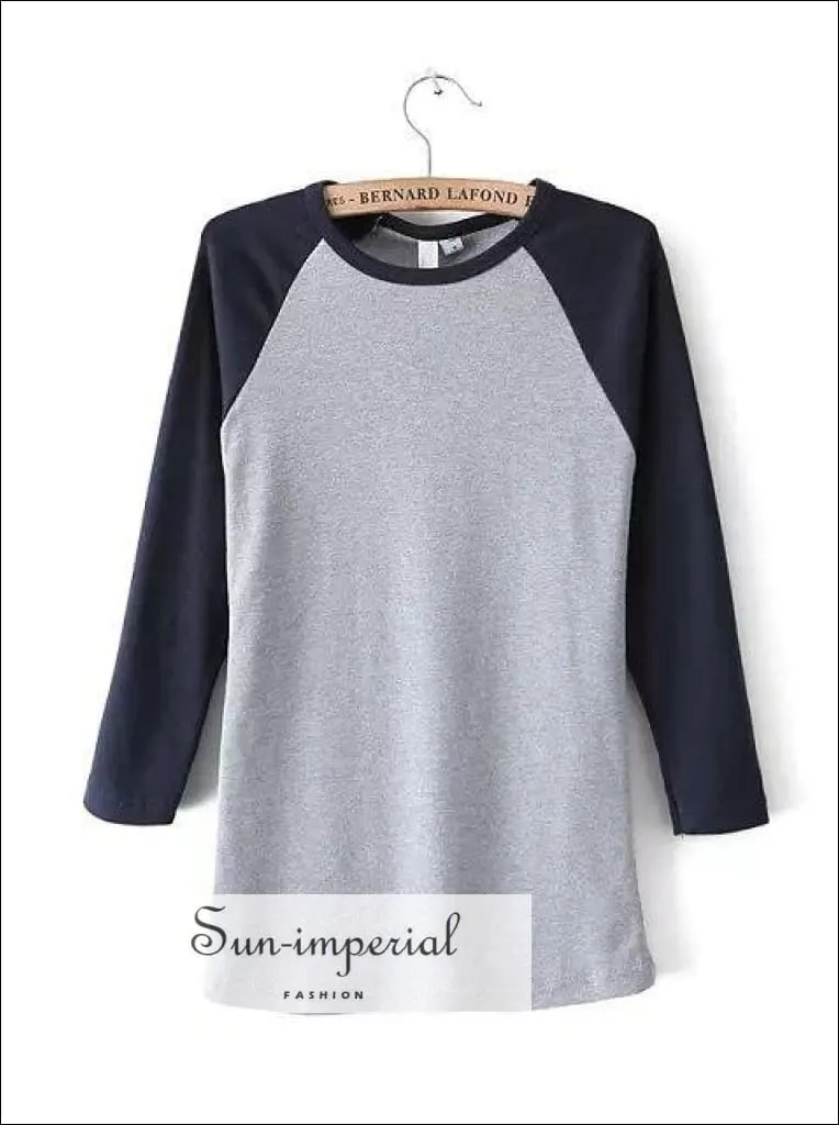 Basic Apparel Women's Long Sleeve T -shirt Color Block Tee Contrast Sleeve Color