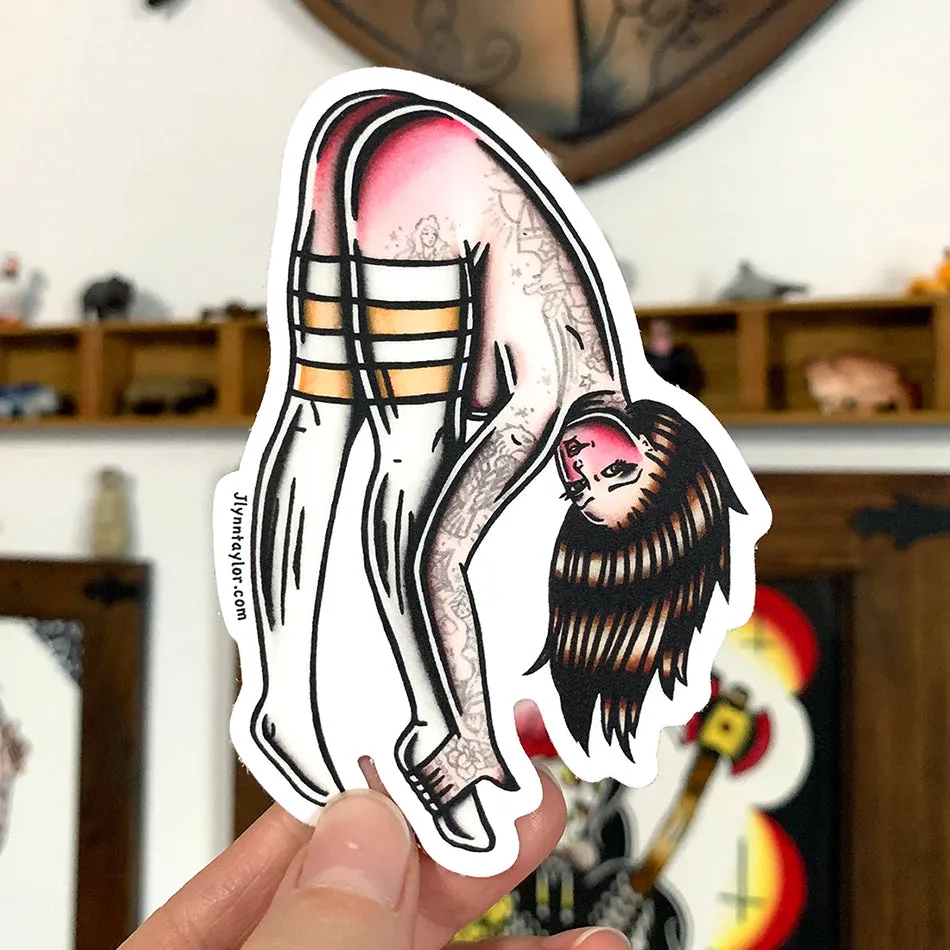 Bendy Socks Pinup Sticker