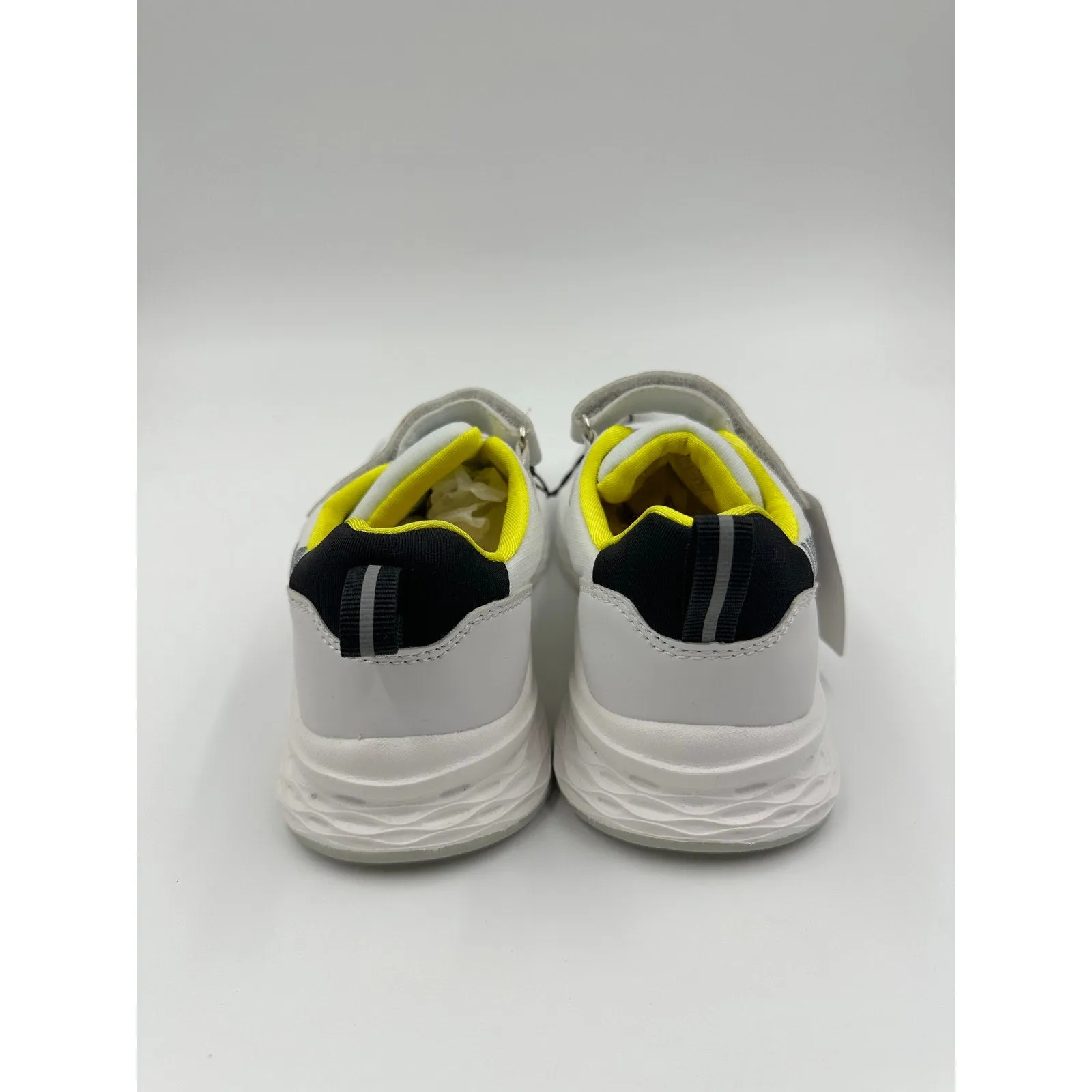 Big Kid/Youth Size 4, White and Yellow Running Sneakers w/ Thick Sole