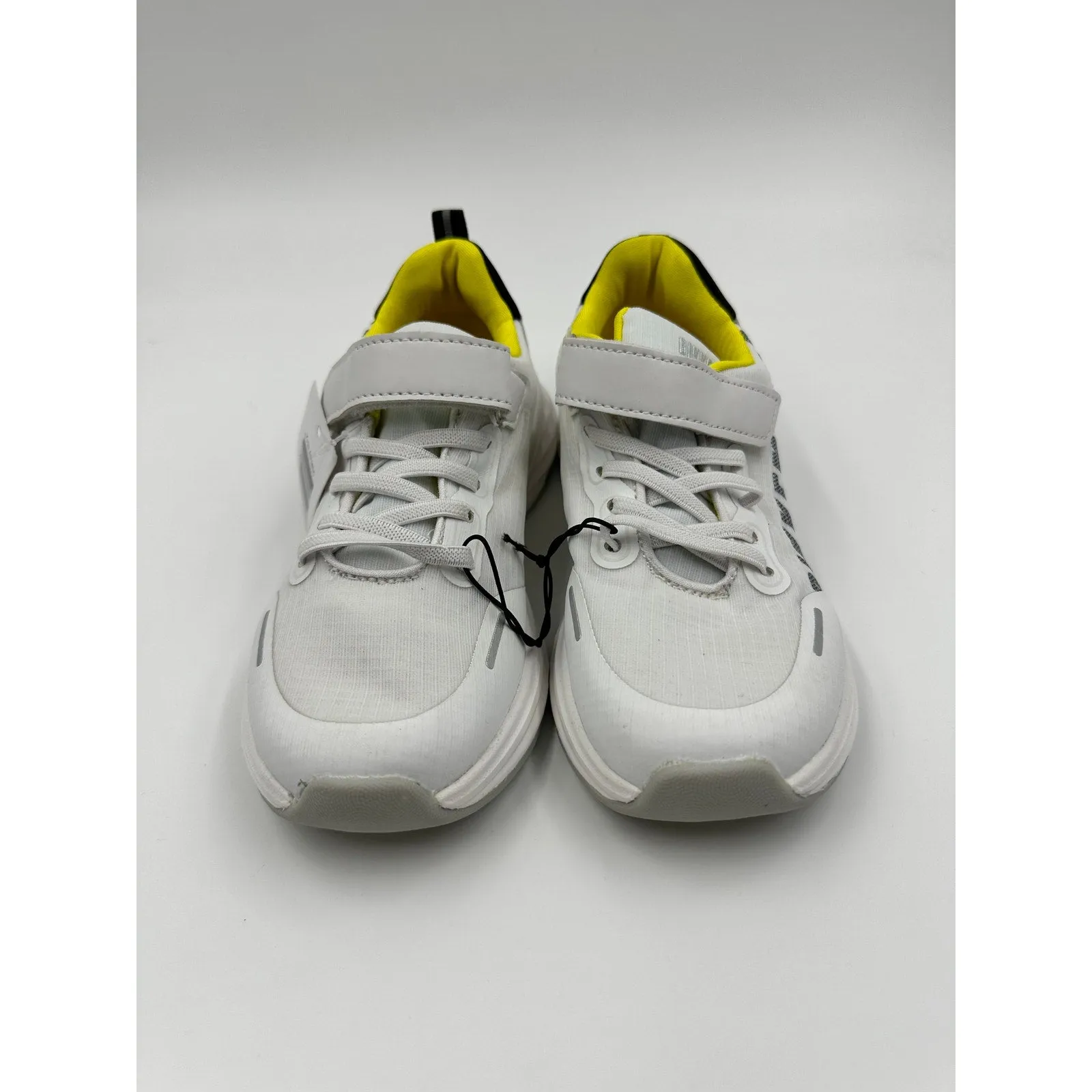 Big Kid/Youth Size 4, White and Yellow Running Sneakers w/ Thick Sole