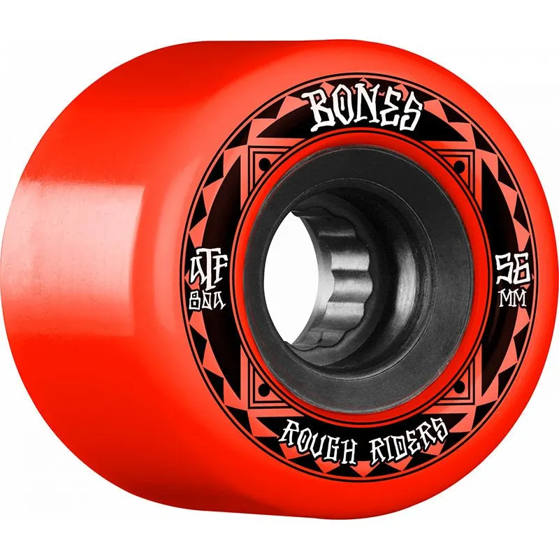 Bones 56mm 80a ATF Rough Rider Runners Red Skateboard Wheels 4pk