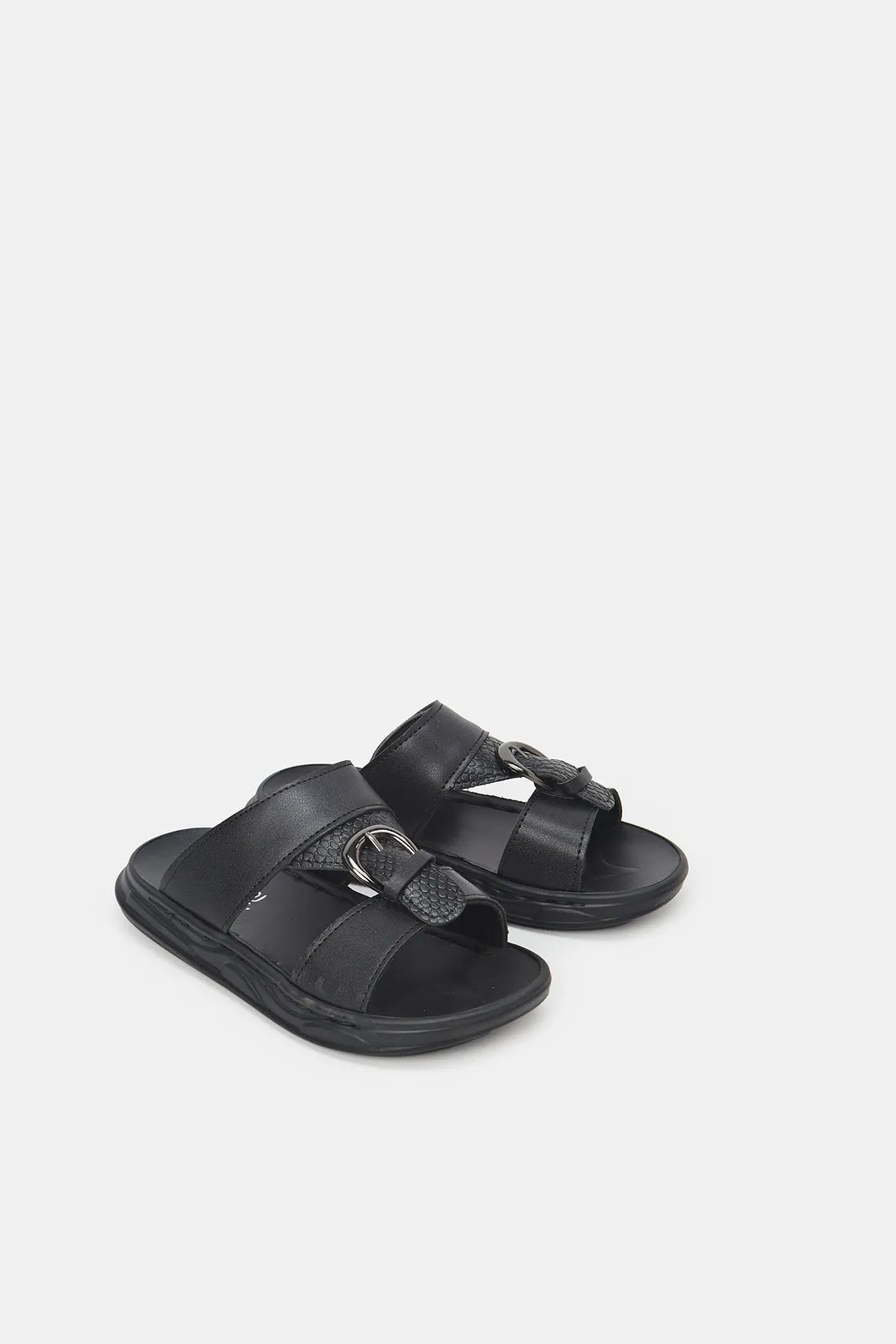 Boys Black Traditional Slide Sandal