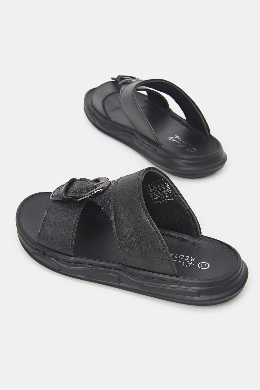 Boys Black Traditional Slide Sandal