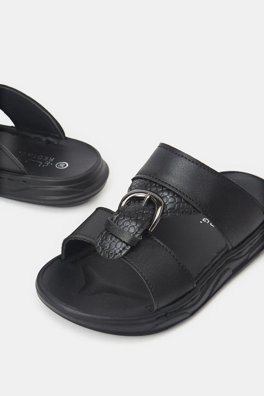 Boys Black Traditional Slide Sandal