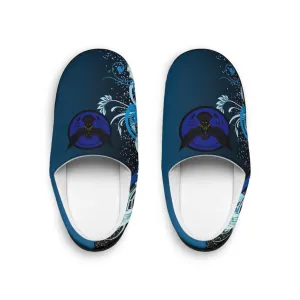 Crowgodshi Blue Vines & Flowers Indoor Slippers