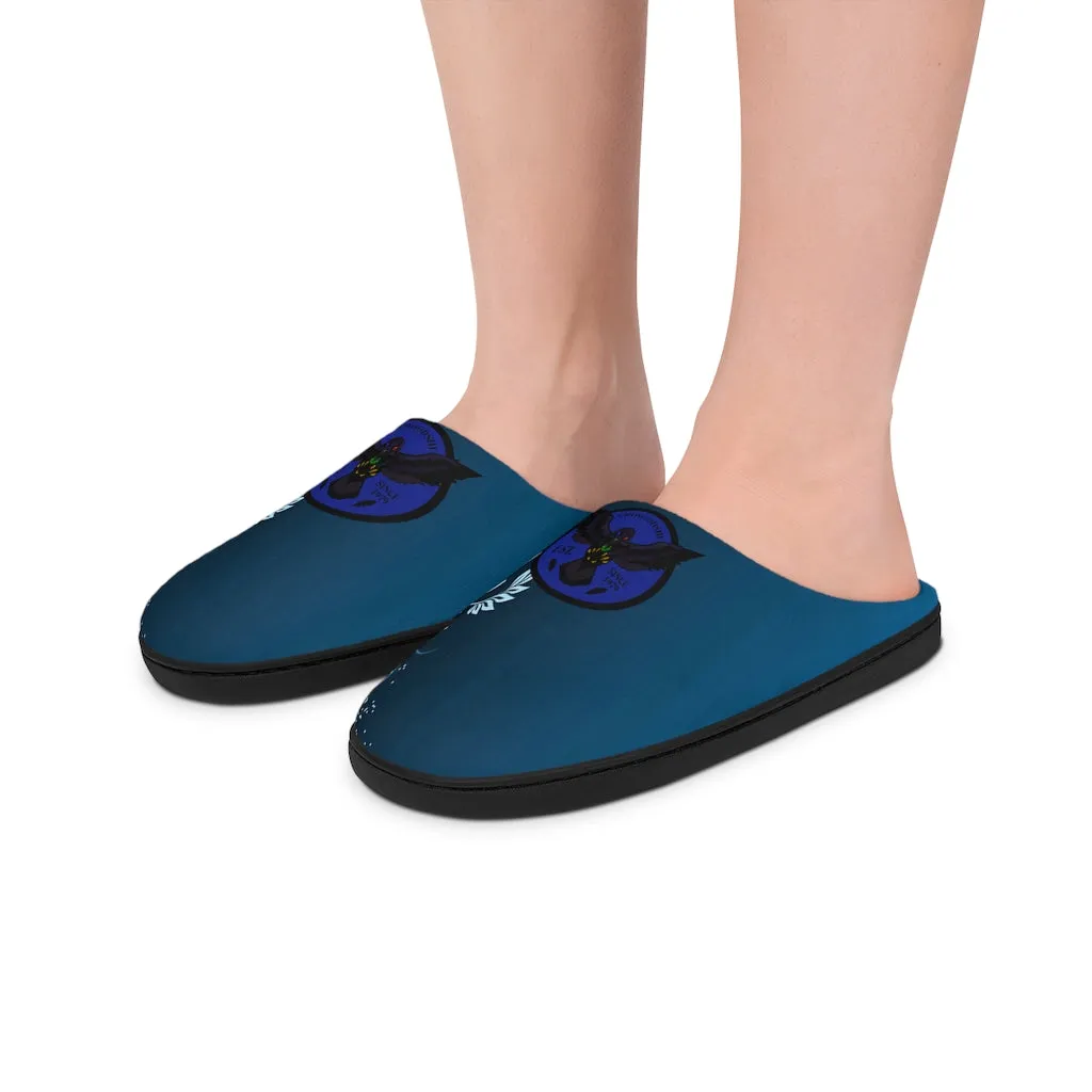 Crowgodshi Blue Vines & Flowers Indoor Slippers