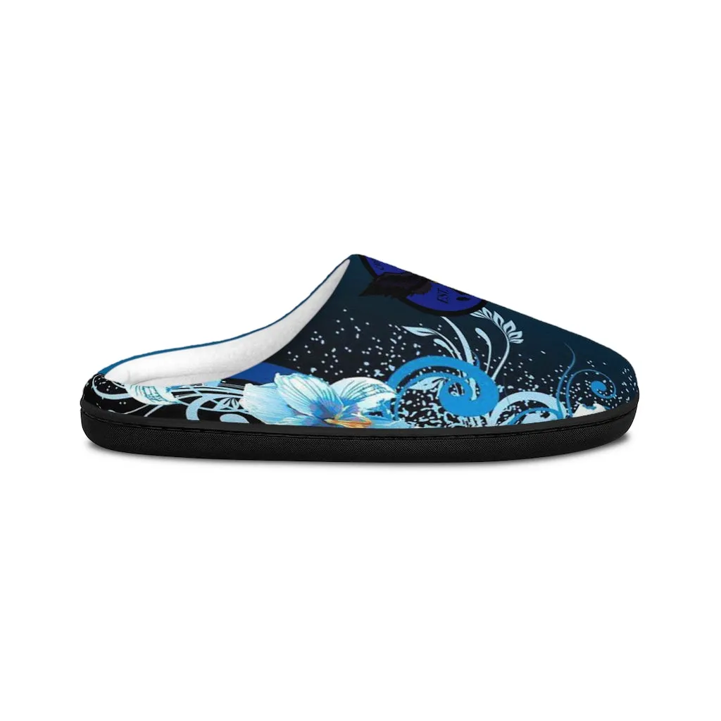 Crowgodshi Blue Vines & Flowers Indoor Slippers