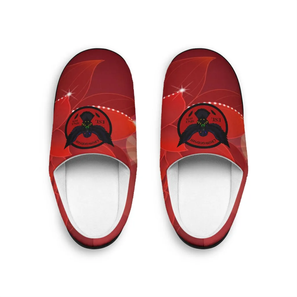 Crowgodshi Red Rose Indoor Slippers