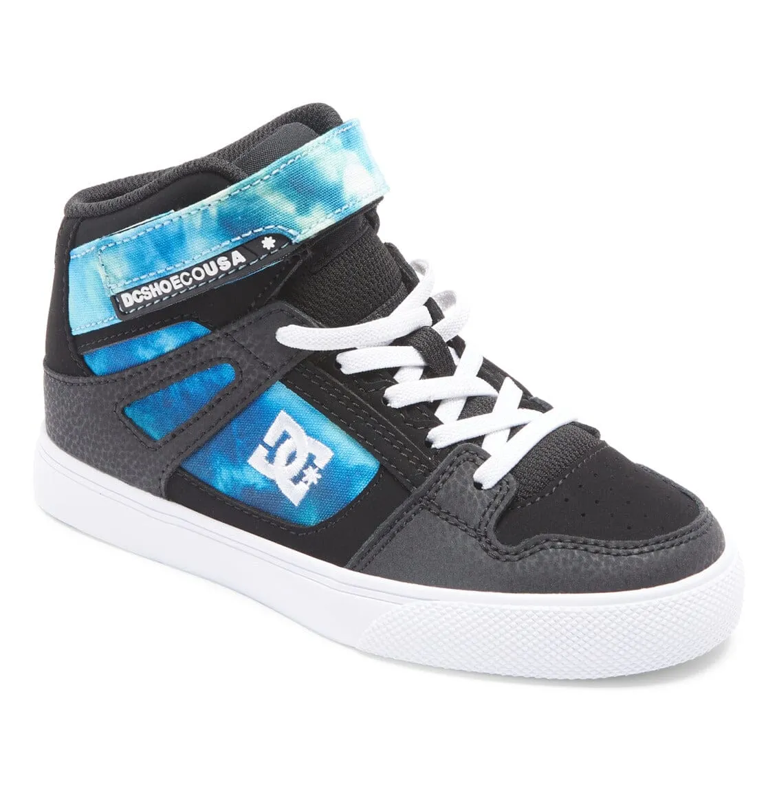 DC Kids Pure High Elastic Lace High Top Shoes Black/Blue/Green