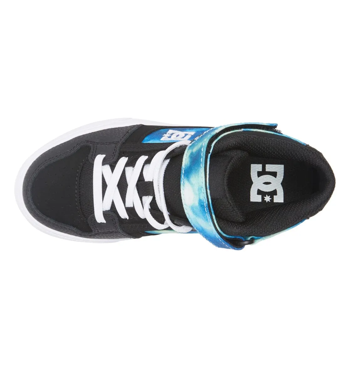 DC Kids Pure High Elastic Lace High Top Shoes Black/Blue/Green