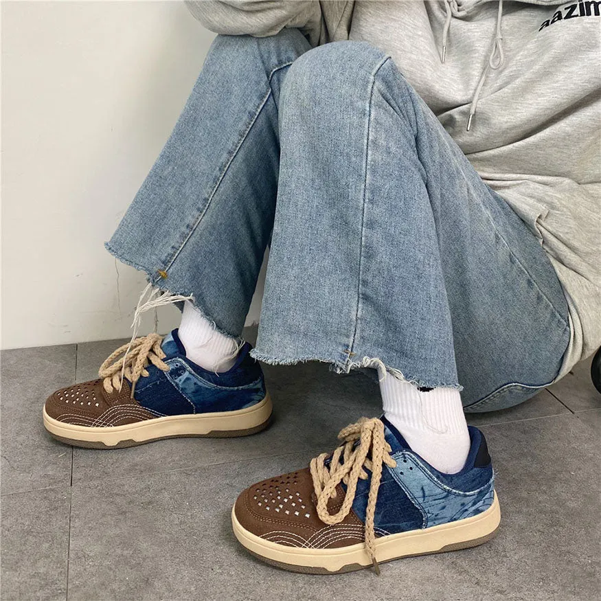 Denim Fabric Skate Shoes