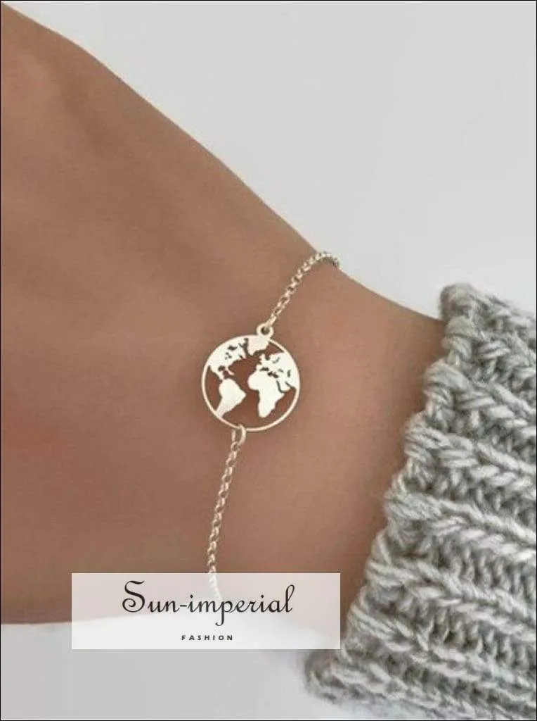 Fashion Jewelry Delicate Hollow World Map Pendant Chain Necklace Gold Silver Color Map Necklace