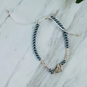 Figure Skating Bracelet with Charms Woven with Beads - Adjustable