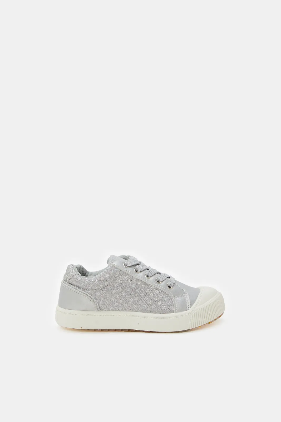 Girls Silver Dotted Sneaker