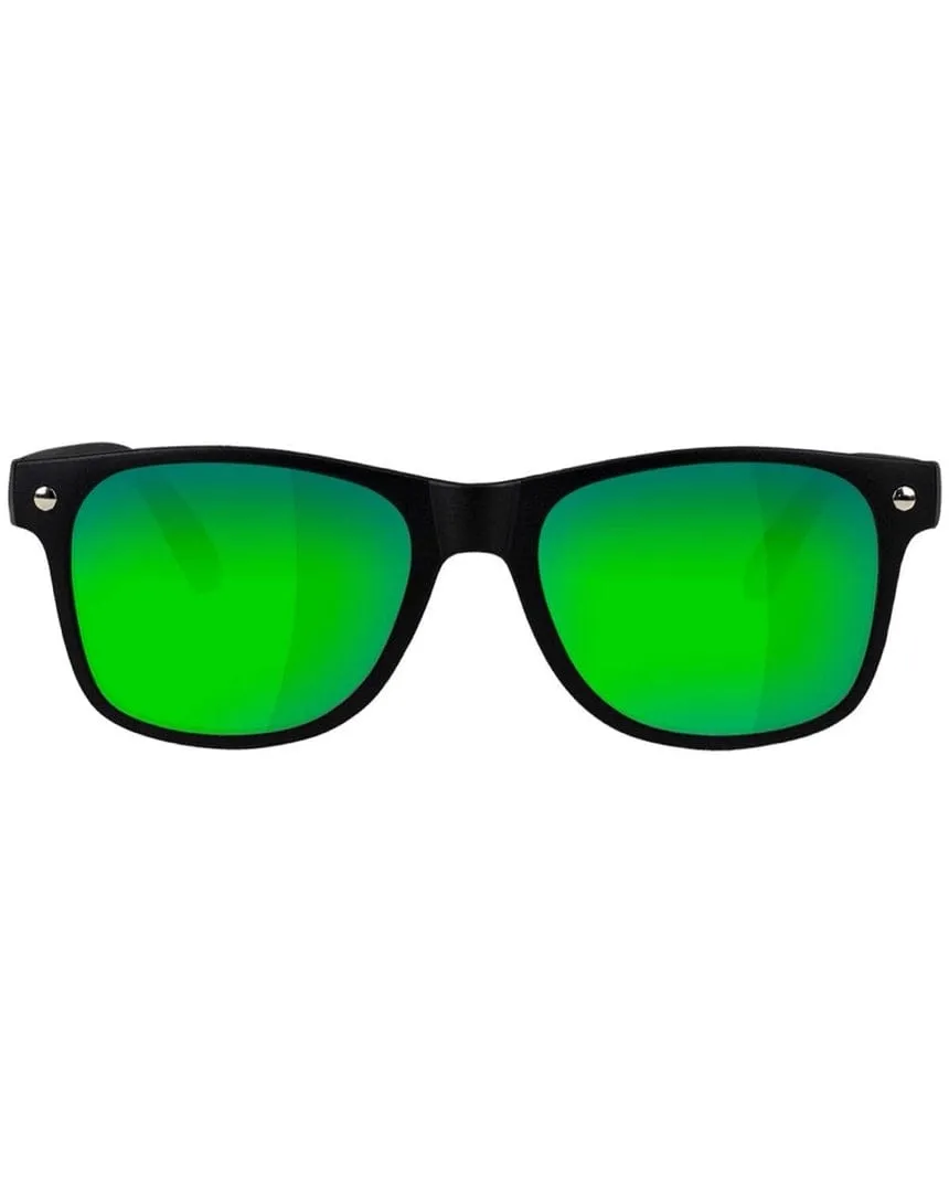 Glassy Leonard Polarized - Matte Black / Green Mirror