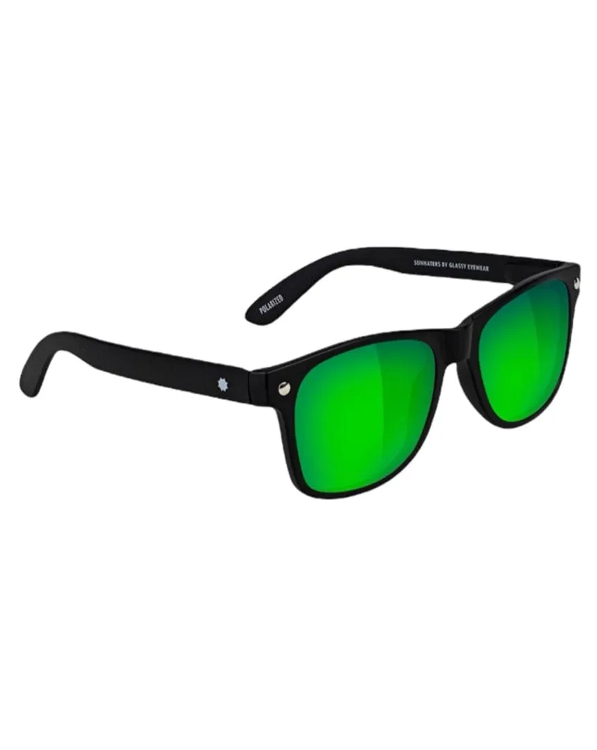 Glassy Leonard Polarized - Matte Black / Green Mirror