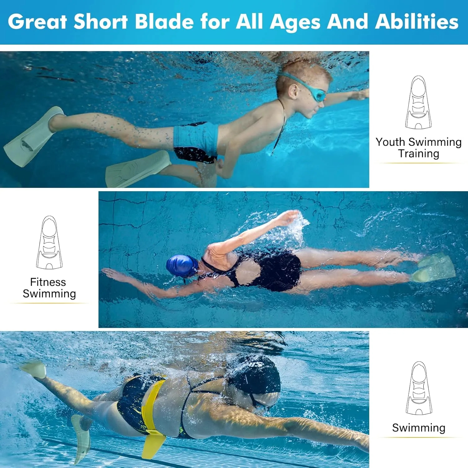 Greatever Swim Fins, Adults Swim Training Fins for Lap Swimming