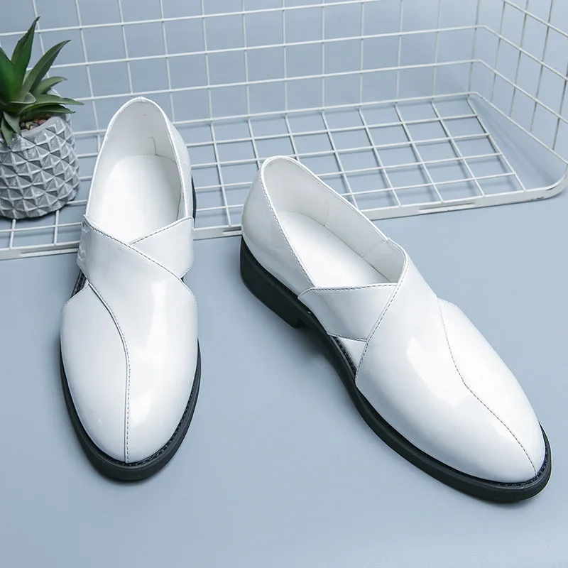 Hollow Solid Leather Slip-On Shoes