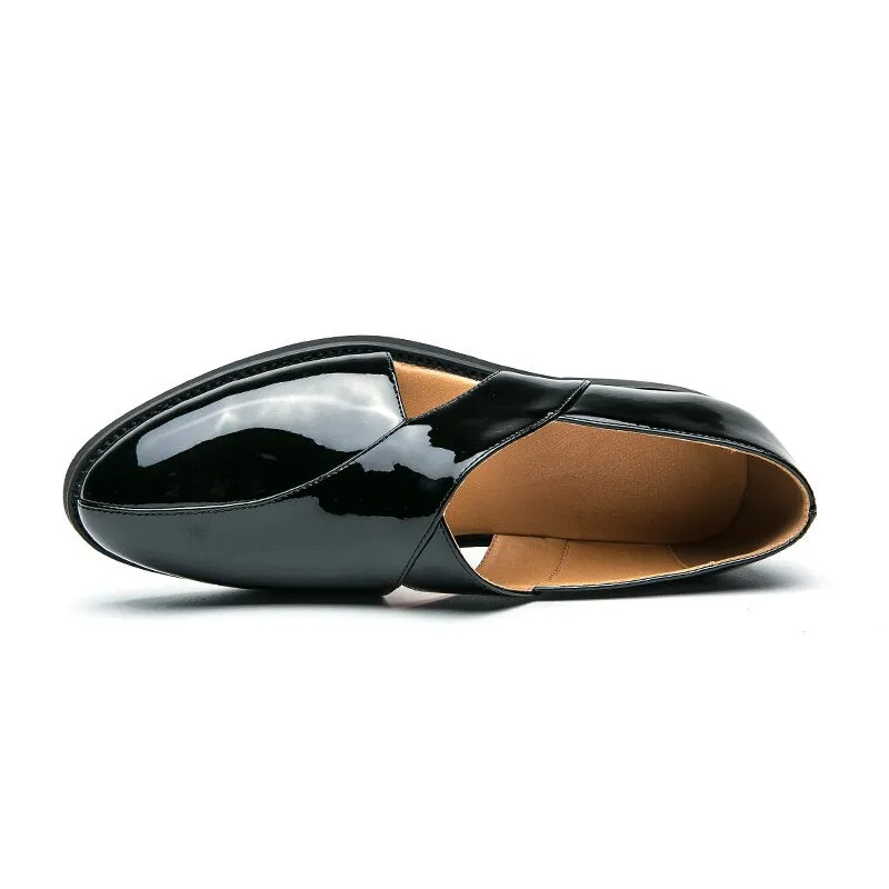 Hollow Solid Leather Slip-On Shoes