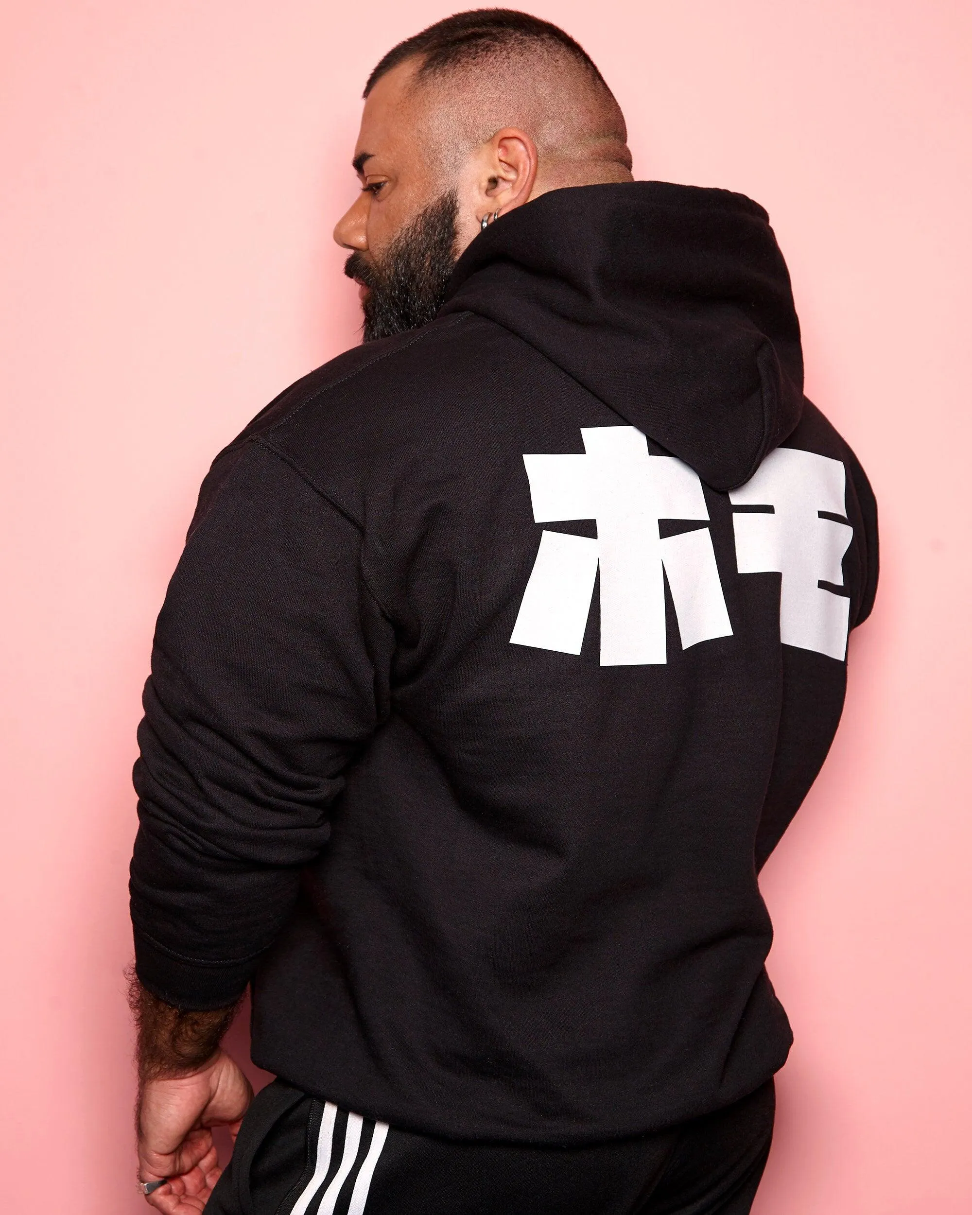 HOMO In Japanese, White on Black Pullover Hoodie