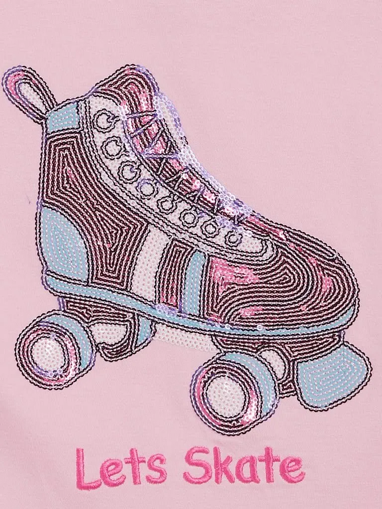 HOP Kids Light Pink Roller-Skate Print T-Shirts