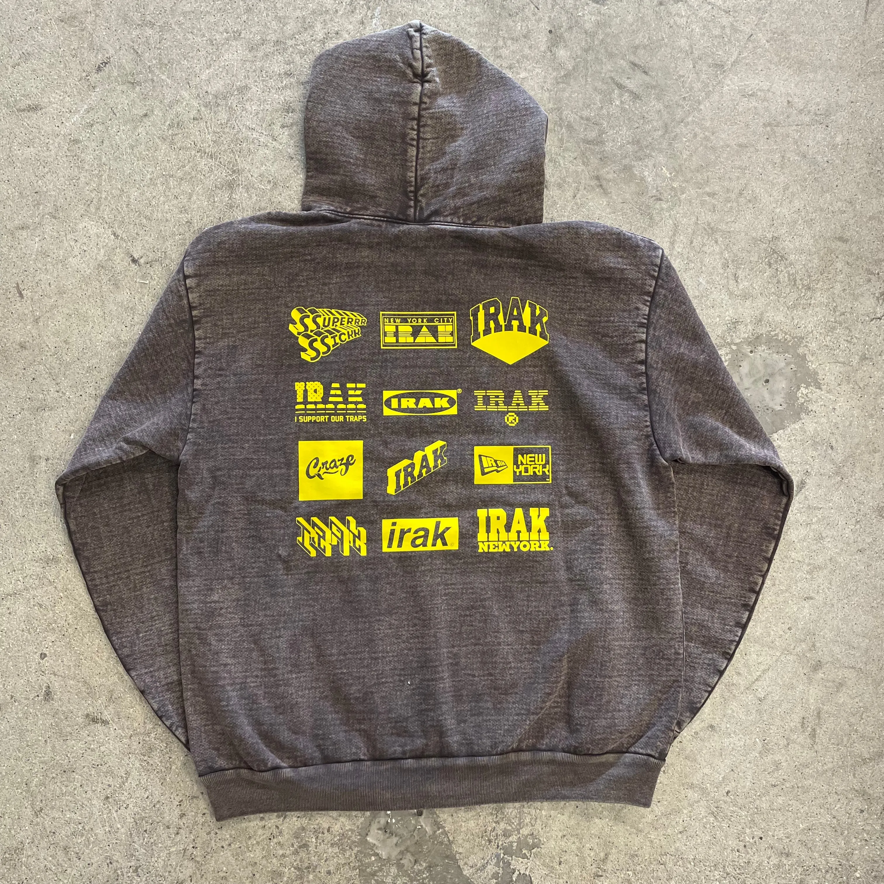 IRAK Logo Hoodie Cocoa Mineral Wash