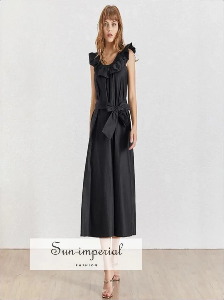 Justice Dress -a Line Vintage Dress O Neck Sleeveless Ruffle Loose Ankle-length Dress