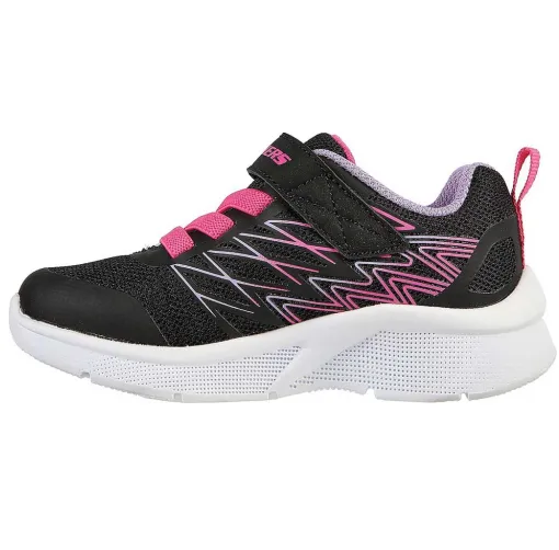 Kids Skechers Microspec Bold Delight Black/Hot Pink Infant Girls Sneakers