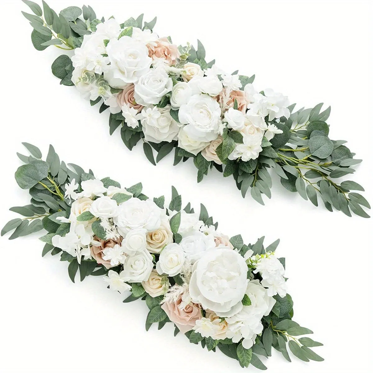 kkboxly 2 Pcs/ Set Artificial Wedding Arch Floral Arrangements for Wedding Ceremony Backdrop Reception Table Decoration