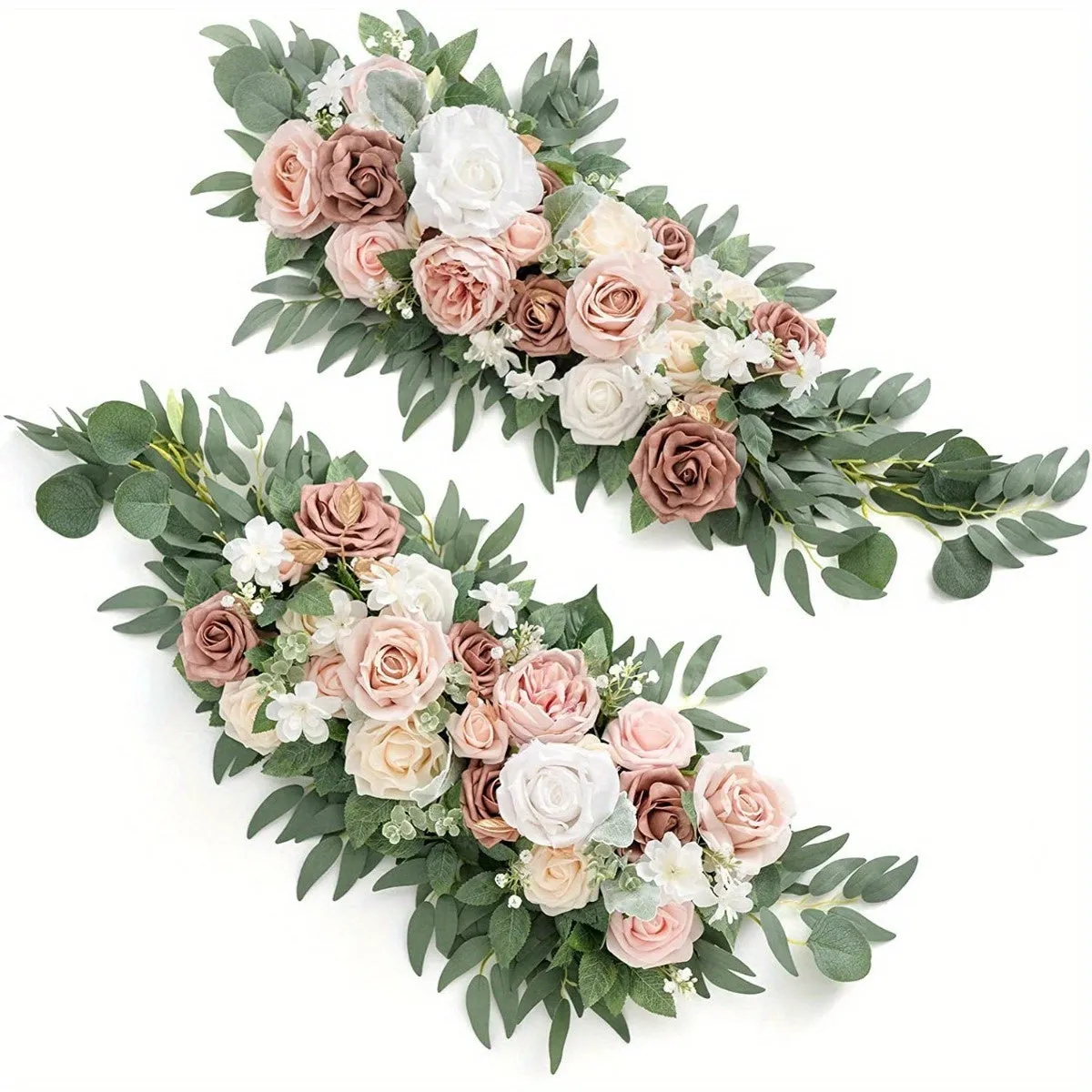 kkboxly 2 Pcs/ Set Artificial Wedding Arch Floral Arrangements for Wedding Ceremony Backdrop Reception Table Decoration