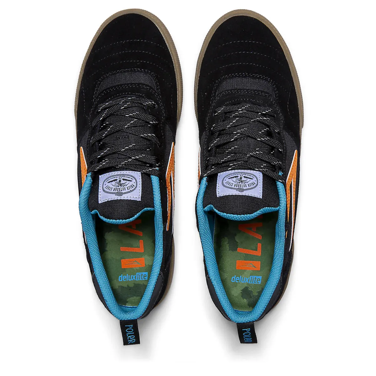 LAKAI X Poler Cambridge Shoes Black/Multi Suede