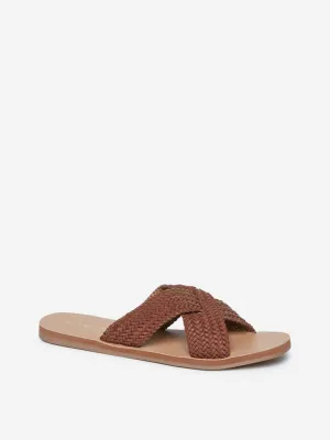 LUNA BLU Tan Weave Pattern Sandals