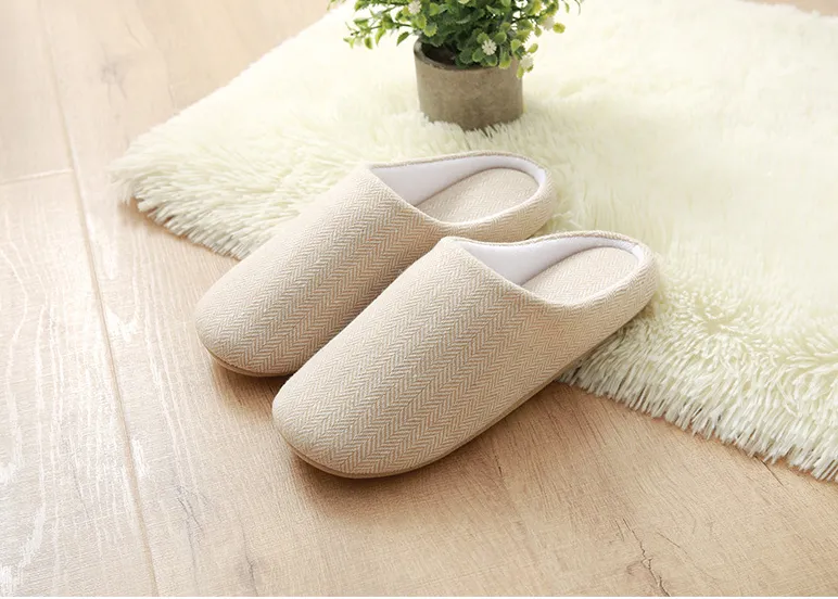 Men's Cotton Black autumn season Home Furnishing East indoor household warm slippers Muji soft bottom good anti-skid slippers