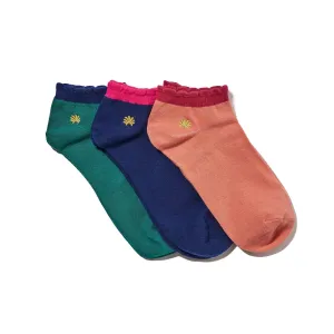 MIDNIGHT FOREST SET OF 3 COUNTRY CLUB ANKLE SOCKS