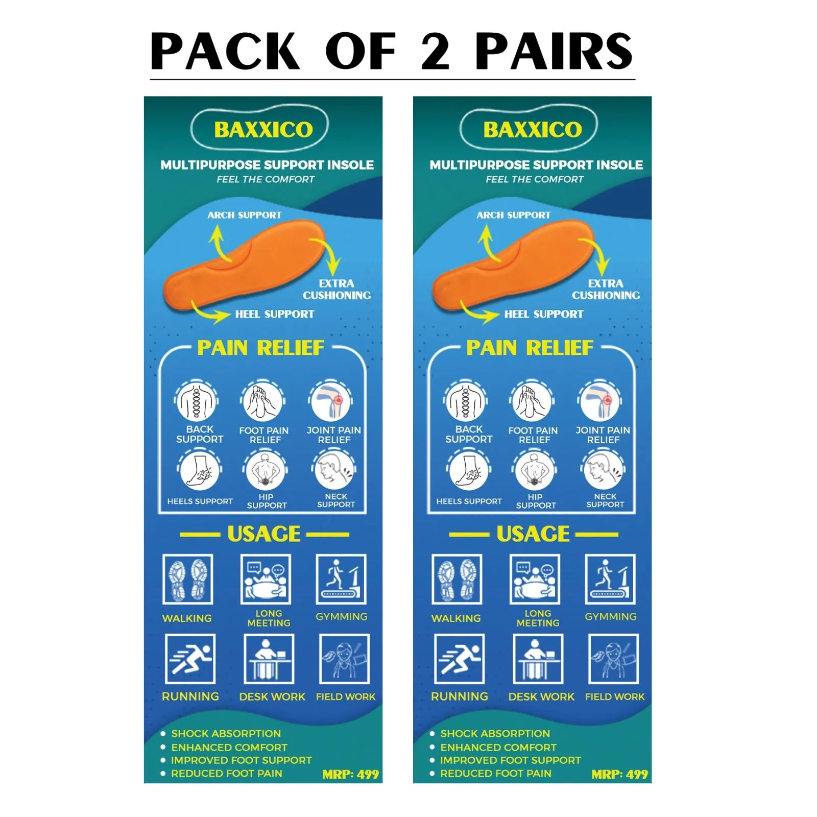 Multipurpose Support Insoles- Feel The Comfort