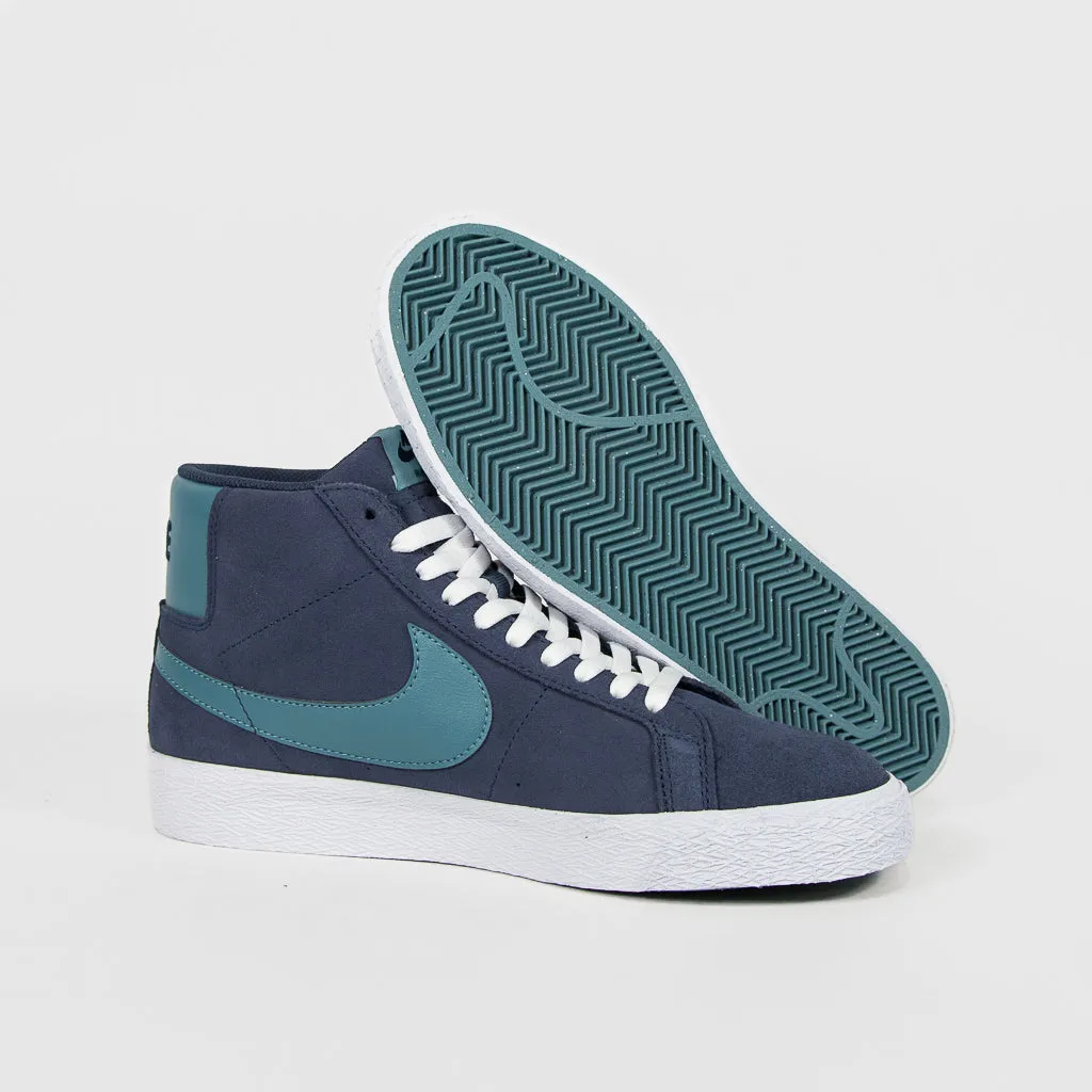 Nike SB - Blazer Mid Shoes - Midnight Navy / Noise Aqua - Midnight Blue