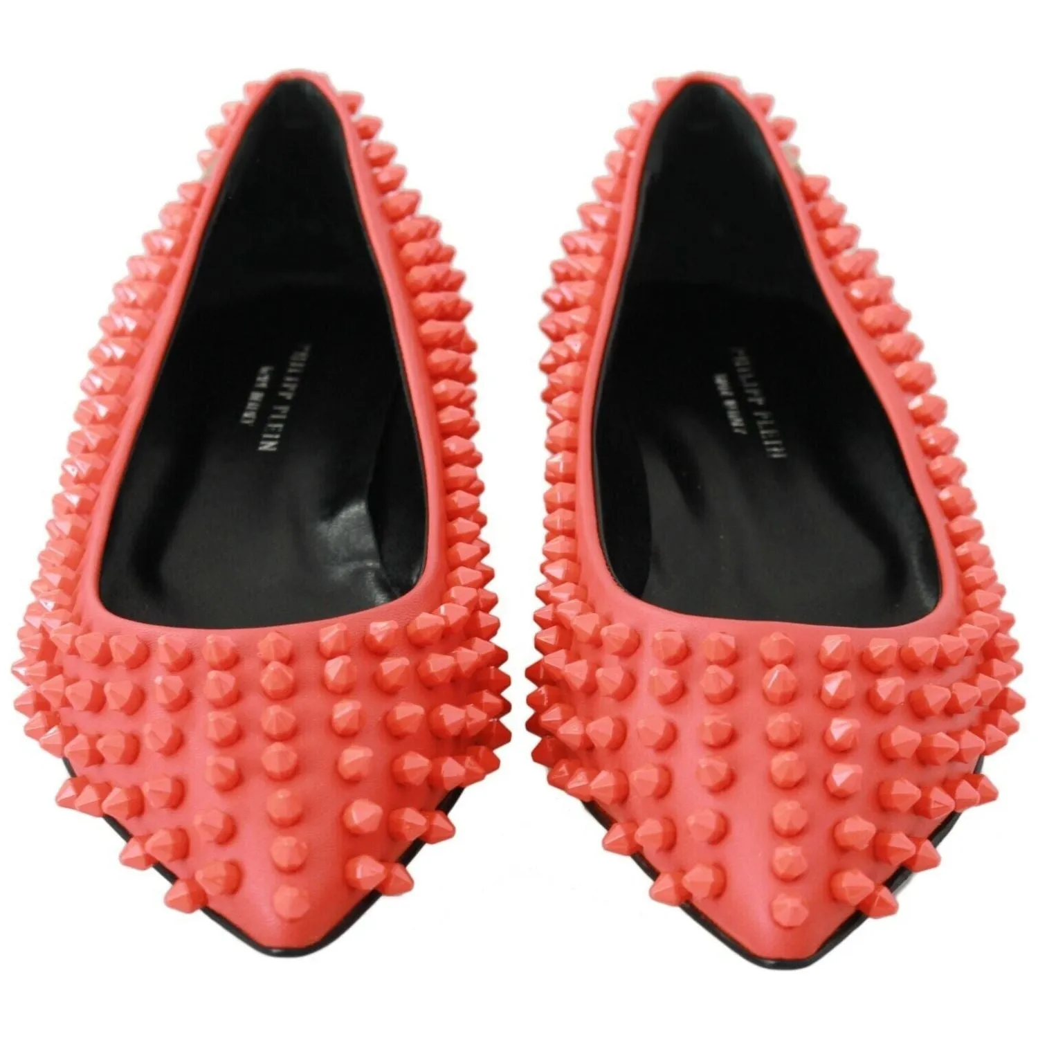 Philipp Plein Vibrant Orange Pointed Leather Flats