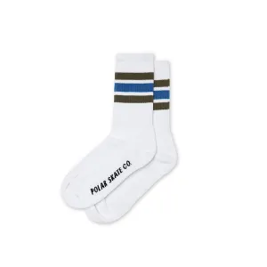 Polar Skate Co Stripe Socks - White / Army / Blue